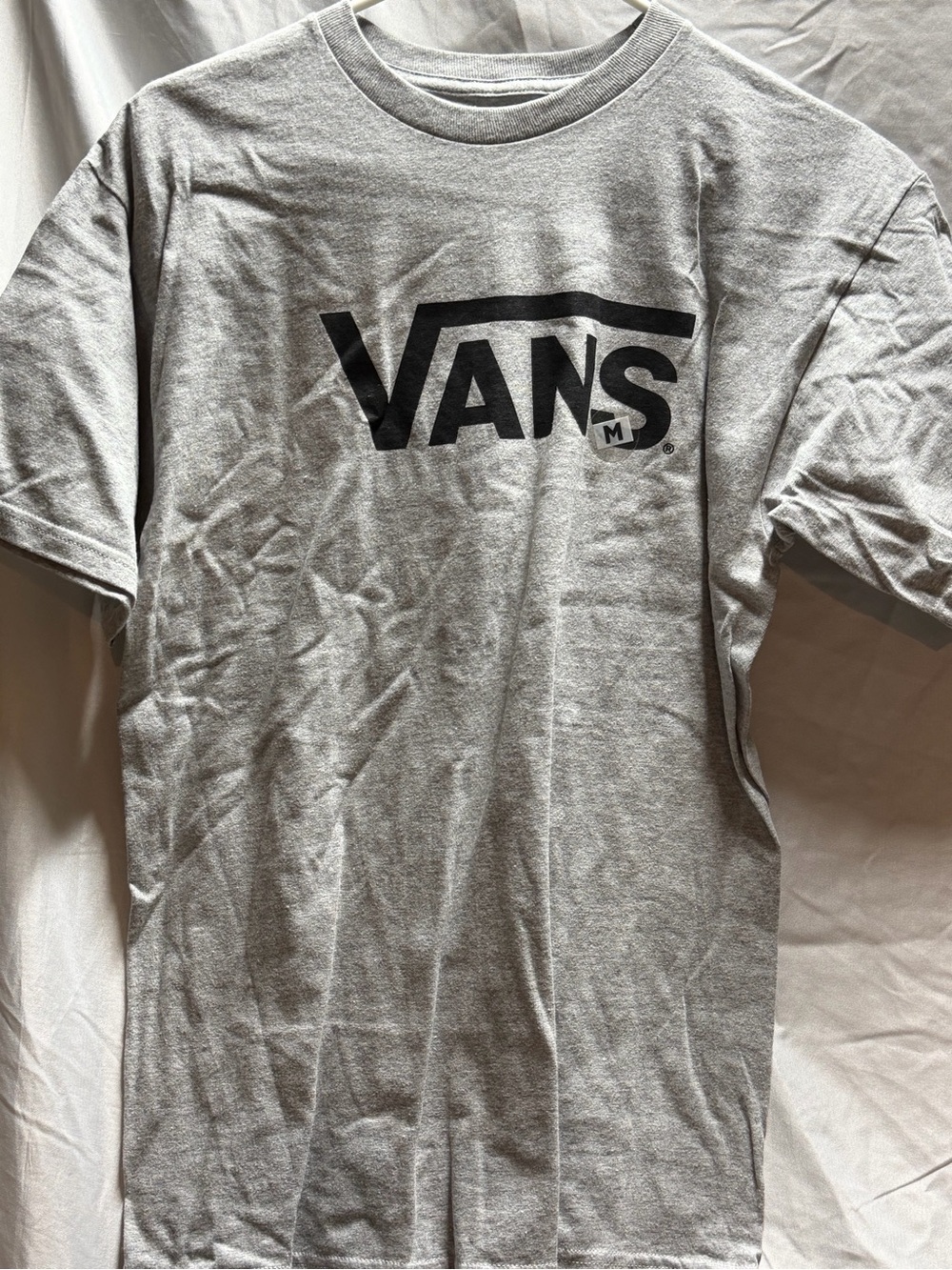 Vans Short-Sleeve Logo Tee in Heather Gray with Black Print